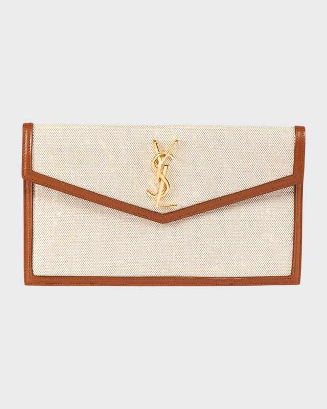 Uptown Medium YSL Monogram Canvas Clutch Bag